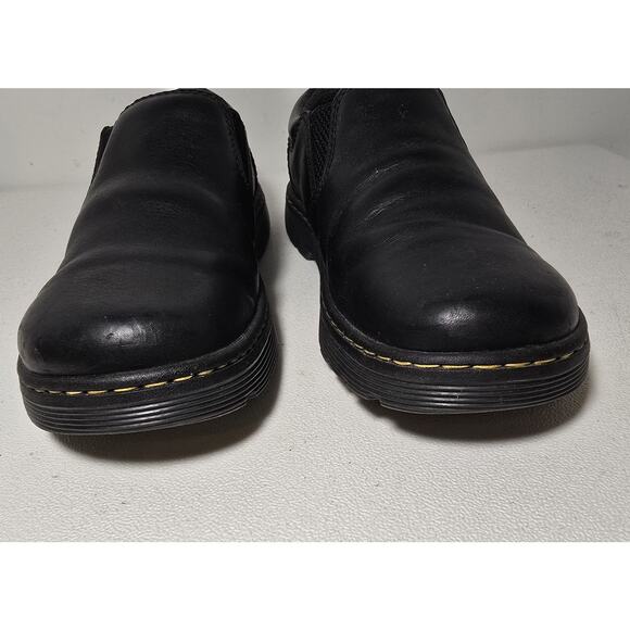 Dr. Martens Tipton Slip On Flats Black Leather Yellow Stitching Mens Sz 8 - Picture 3 of 10
